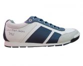 Tênis Calvin Klein Est. 1978 em Couro Branco e Azul MOD:1065